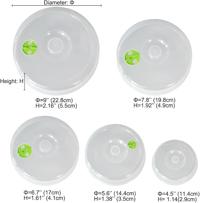 Microwave Covers for Food 5 PCS Microwave Splatter Lid Cover Dish Cover Plate - Image 2