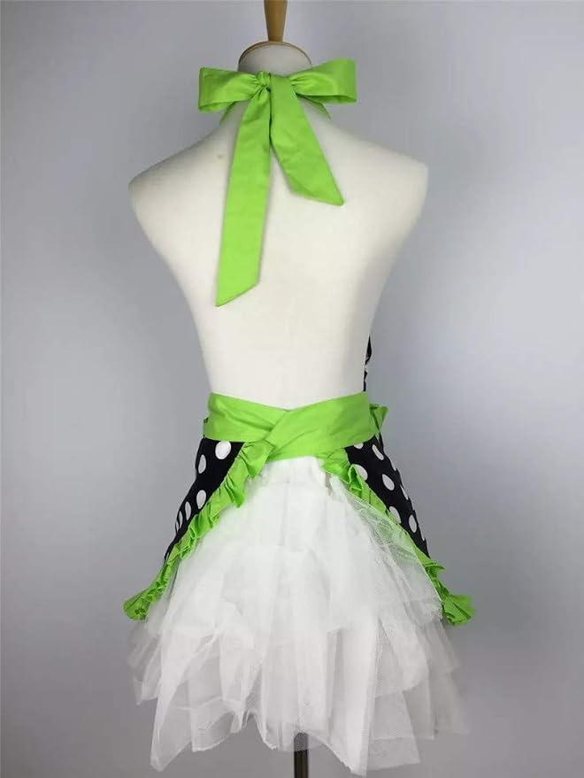 Hyzrz Cute Apron Retro Black Polka Dot Retro Ruffle Side Vintage Cooking Aprons - Image 3