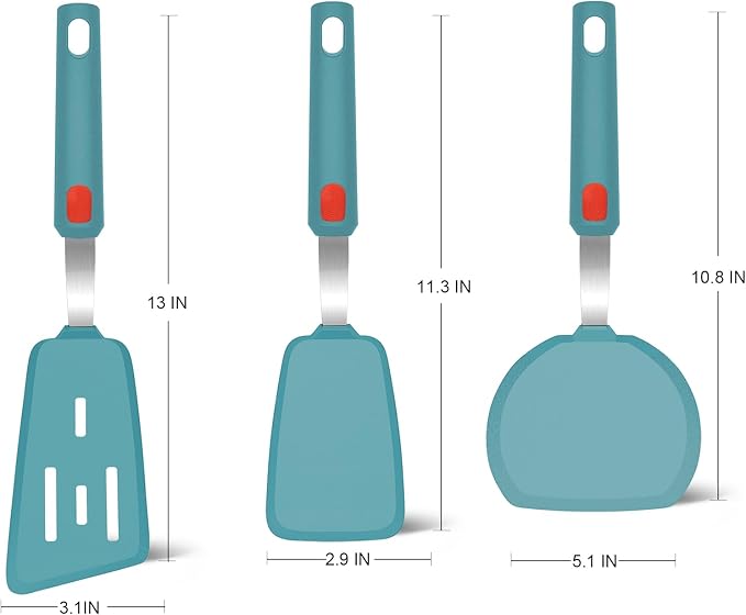 Beijiyi Silicone Spatula Turner Set of 3, 600°F Heat Resistant Nonstick Turner - Image 2