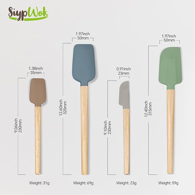 Silicone Spatula Set, Food Grade Rubber Spatula-4 Piece Nonstick Rubber Spatulas - Image 6