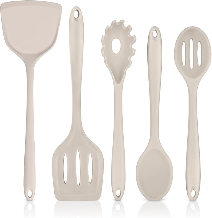 TeamFar Silicone Cooking Utensils Set, 5-Piece Heat Resistant Kitchen Utensils by TeamFar