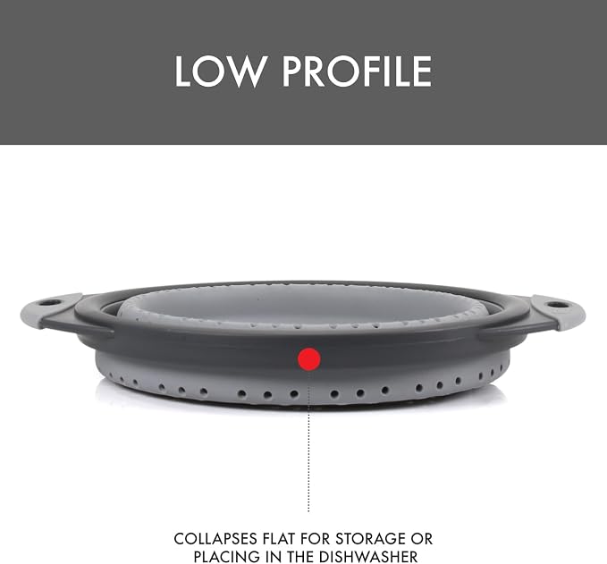 Dexas 8" Collapsible Silicone Colander in Cool Grey, Kitchen Strainer - Image 6