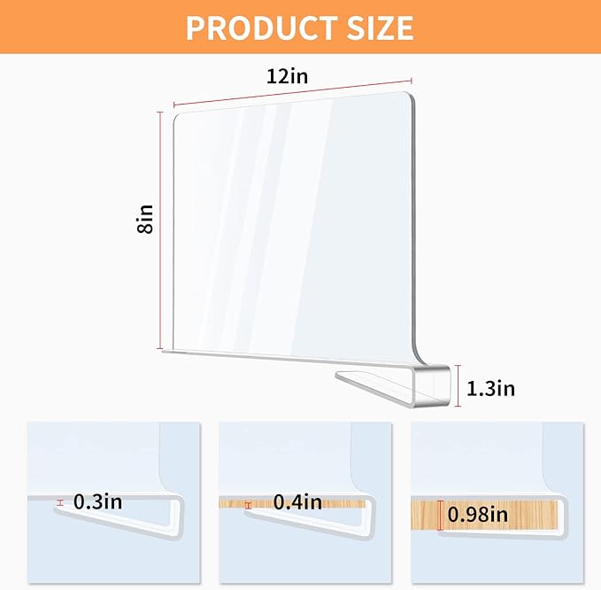 Acrylic Shelf Dividers for Closet Organization, Adjustable Acrylic Bookshelf - Image 4