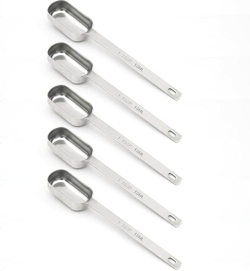 5PCS 1tbsp Single Measuring Spoon, Stainless Steel Long Handle Individual by BERYLER