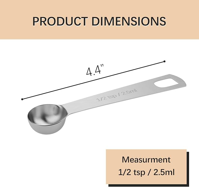 2PCS 1/2tsp Single Measuring Spoon, Stainless Steel Individual Teaspoons Only - Image 2