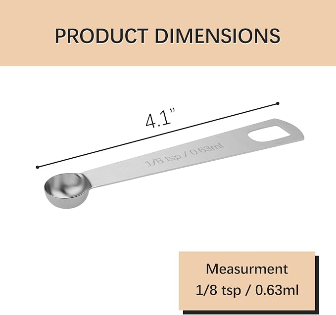 1PCS 1/8tsp Single Measuring Spoon, Stainless Steel Individual Teaspoons Only - Image 2
