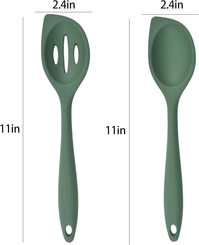 2-Pieces Silicone Cooking Spoon Spatula, Large Serving Spoons - Image 5