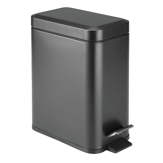 mDesign Small Modern 1.3 Gallon Rectangle Metal Lidded Step Trash Can, Compact by mDesign