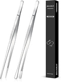 2 Pcs 10-inch Cooking Tweezers Tongs Precision Serrated Tips, Stainless Steel by SOUXMUX
