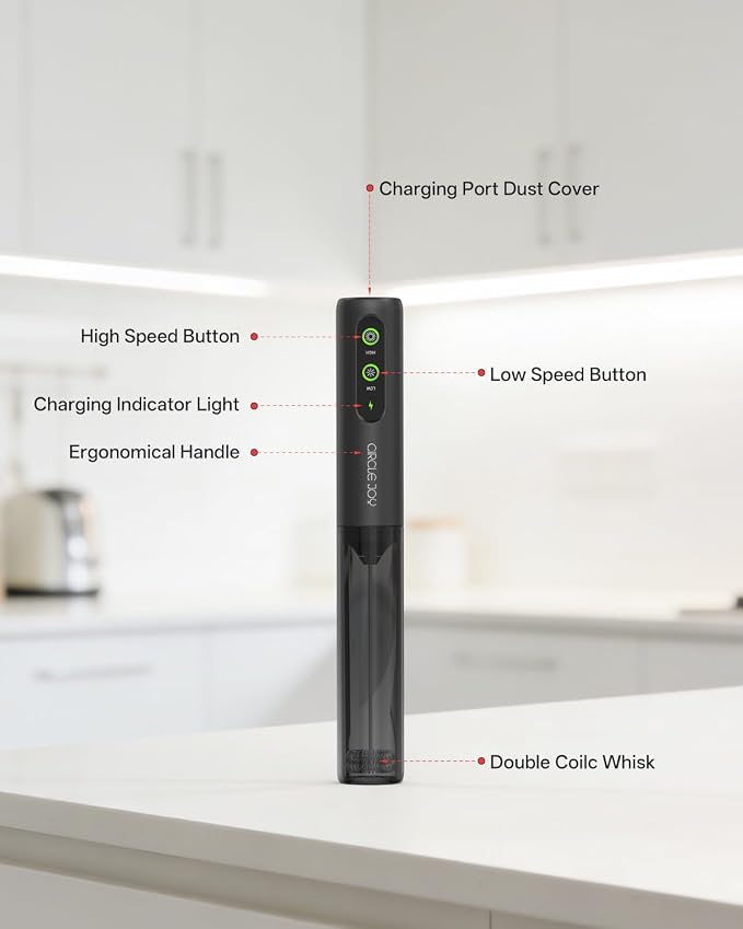 CIRCLE JOY Rechargeable 2-Speed Handheld Milk Frother - Image 8
