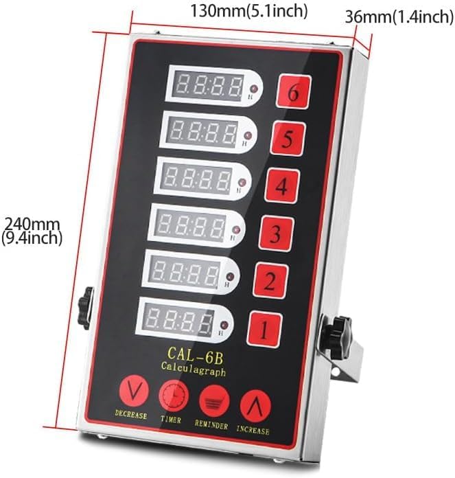 Commercial Kitchen Timer with 6 Channels, Professional LED Digital Timer - Image 9