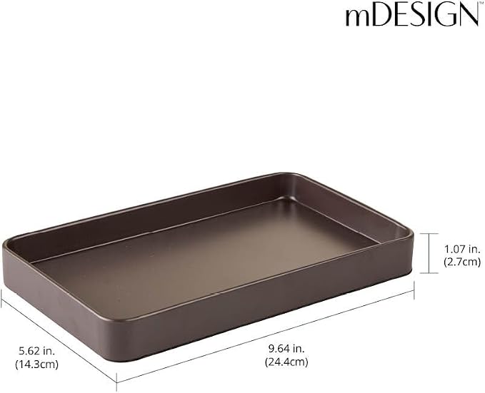 mDesign Modern Decorative Metal Guest Hand Towel Tray Holder Organizer - Image 4