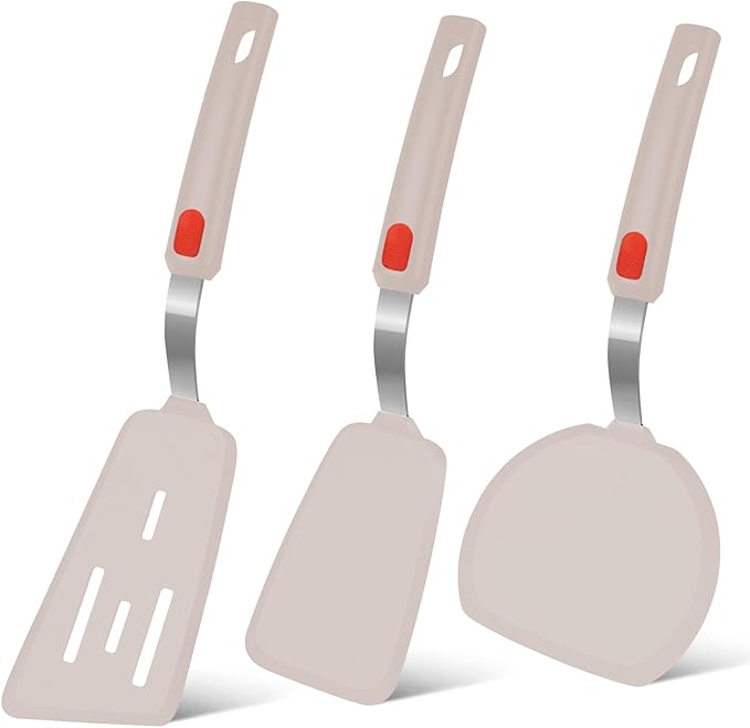 Beijiyi Silicone Spatula Turner Set of 3, 600°F Heat Resistant Nonstick Turner by Beijiyi