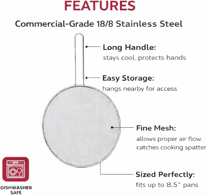 HIC Kitchen Splatter Screen, 18/8 Stainless Steel - Image 4