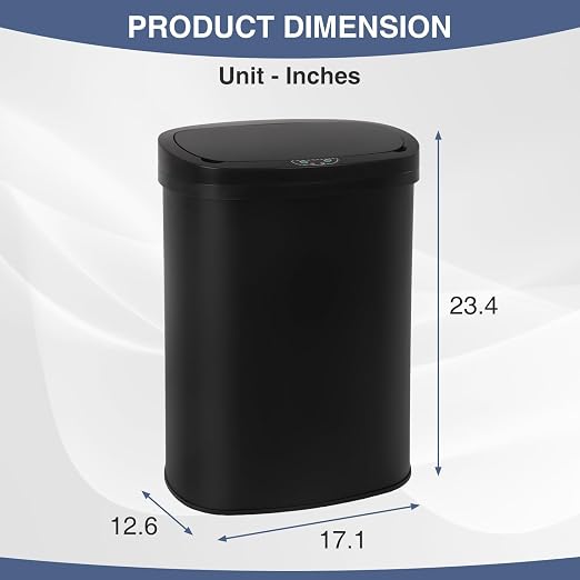PayLessHere | 13 Gallon Stainless Steel Trash Can | Black | Automatic Touchless - Image 7
