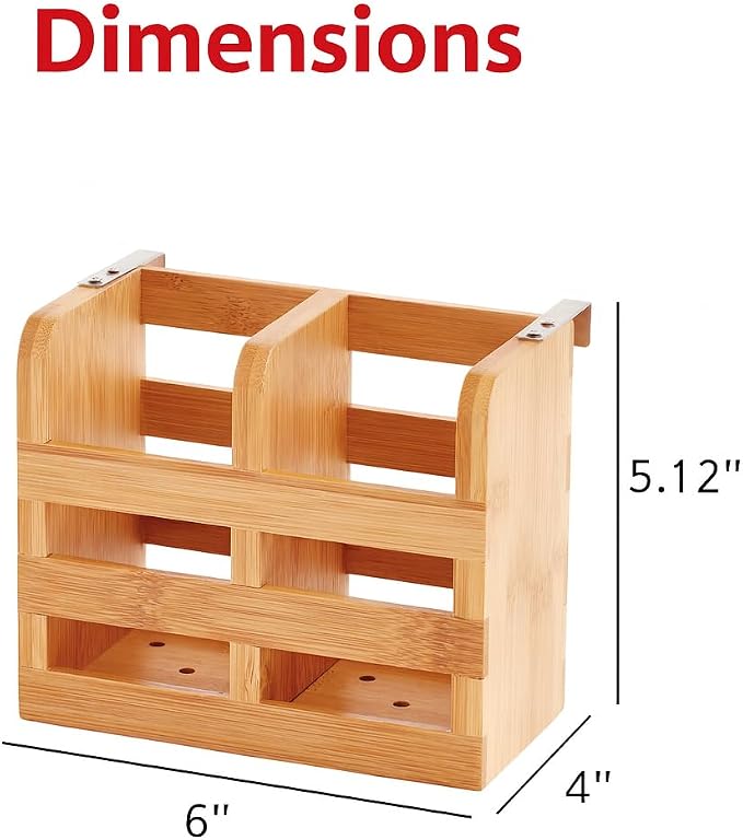 HIC Kitchen Dish Rack Caddy for Folding Dish Drying Rack, Natural Bamboo - Image 6