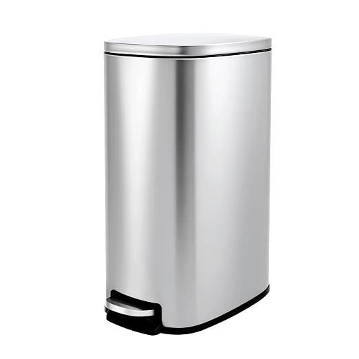 Garvee 13 Gallon Slim Kitchen Trash Can, Narrow Stainless Steel Step-On Pedal by Garvee