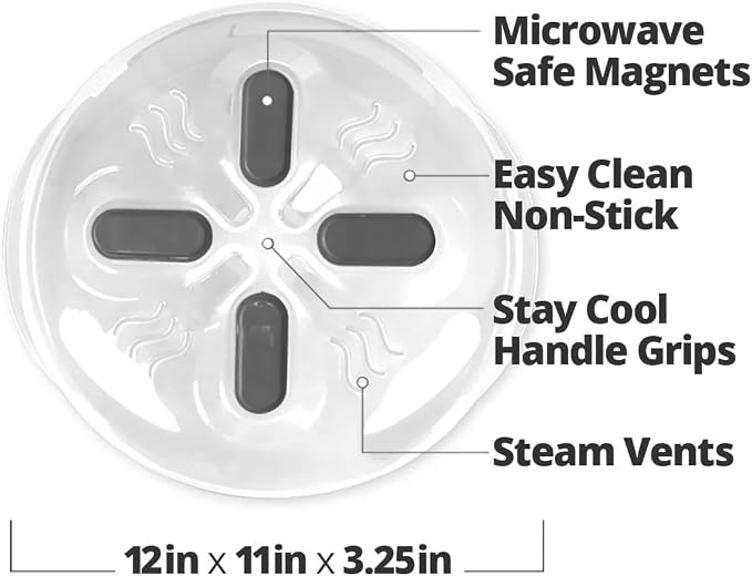 HOVER COVER Magnetic Splatter Cover, 12-Inch Clear BPA-Free Food Lid, Vented - Image 9