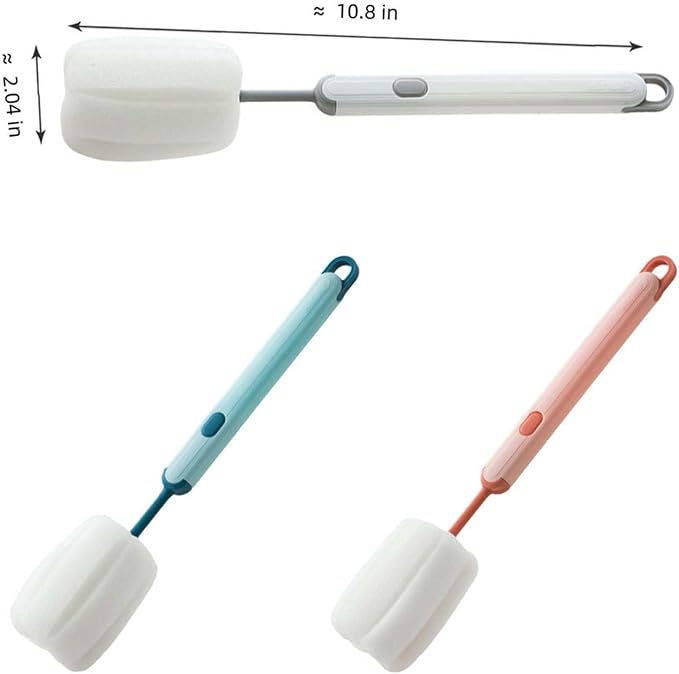 Bottle Brush Long Handle Cup Cleaner Brush Sponge Bottle Scrubber Detachable - Image 6
