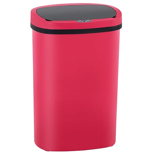 PayLessHere | 13 Gallon Plastic Trash Can | Red | Automatic Touchless Lid by PayLessHere
