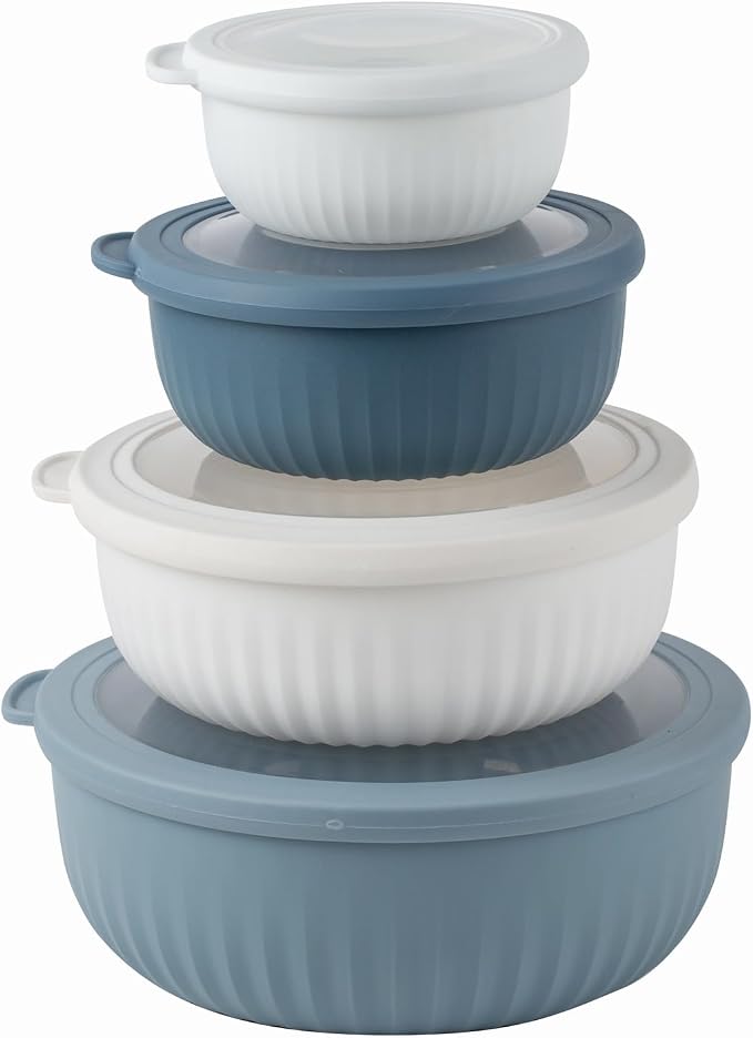 COOK WITH COLOR Prep Bowls with Lids- Wide and Deep Nesting Plastic Small by CookwithColor