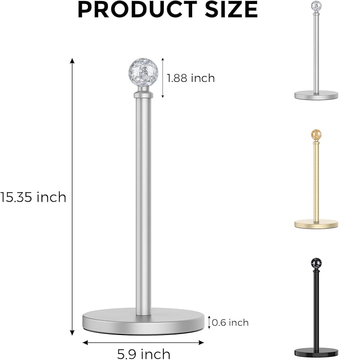 Paper Towel Holder Countertop Silver, Unique Silver Ball Decor, Brass Paper - Image 8