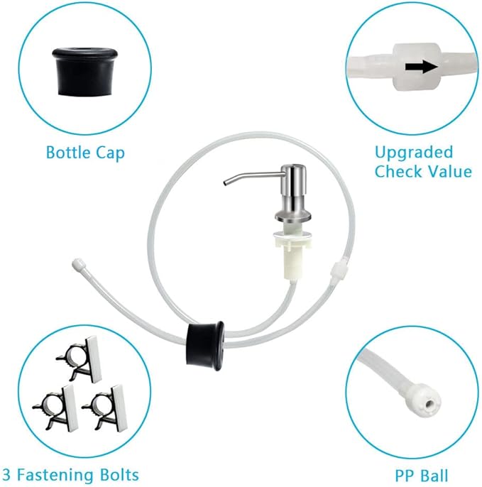Soap Dispenser for Kitchen Sink, Brushed Nickel Countertop Soap Dispenser Pump - Image 4