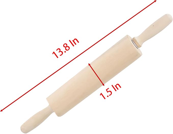 Rolling Pin, 13.8 Inch Wood for Kneading the Dough of Baking Bread - Image 2