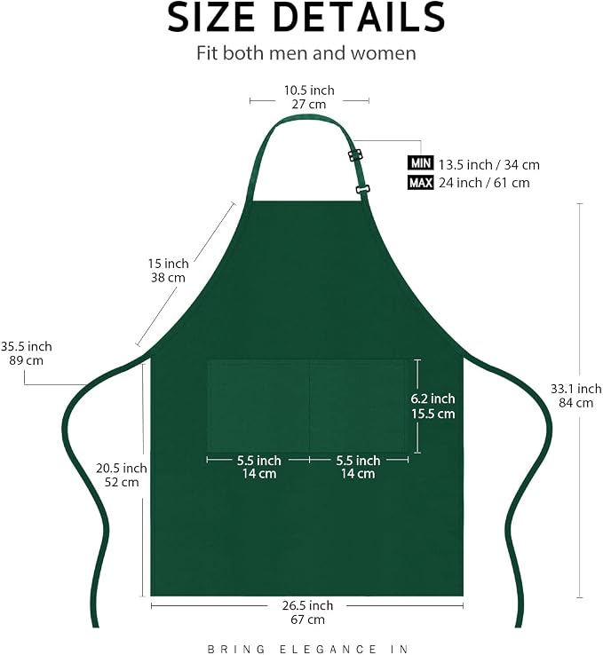Syntus Apron for Men Women, Adjustable Cooking Kitchen Chef Aprons - Image 2