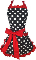Hyzrz Cute Apron Retro Black Polka Dot Retro Ruffle Side Vintage Cooking Aprons by Hyzrz