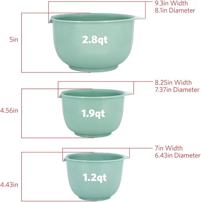 Glad Mixing Bowls with Pour Spout, BPA Free, Dishwasher Safe Plastic | Kitchen - Image 3