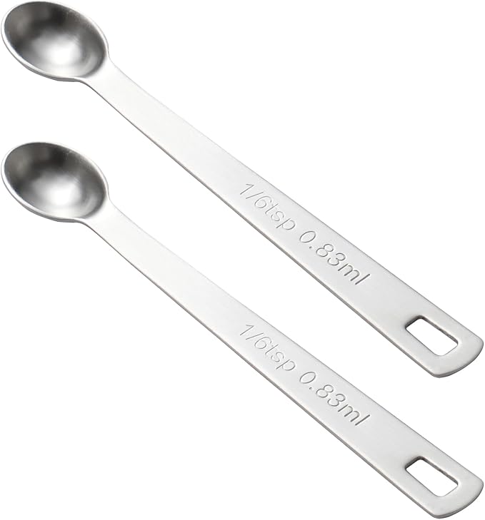 2PCS 1/6 Teaspoon Single Tiny Measuring Spoon, Small Individual Stainless Steel by BERYLER