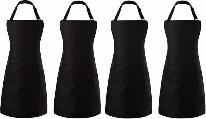 Tosewever 4 Pack Adjustable Bib Apron Waterdrop Resistant Apron by Tosewever