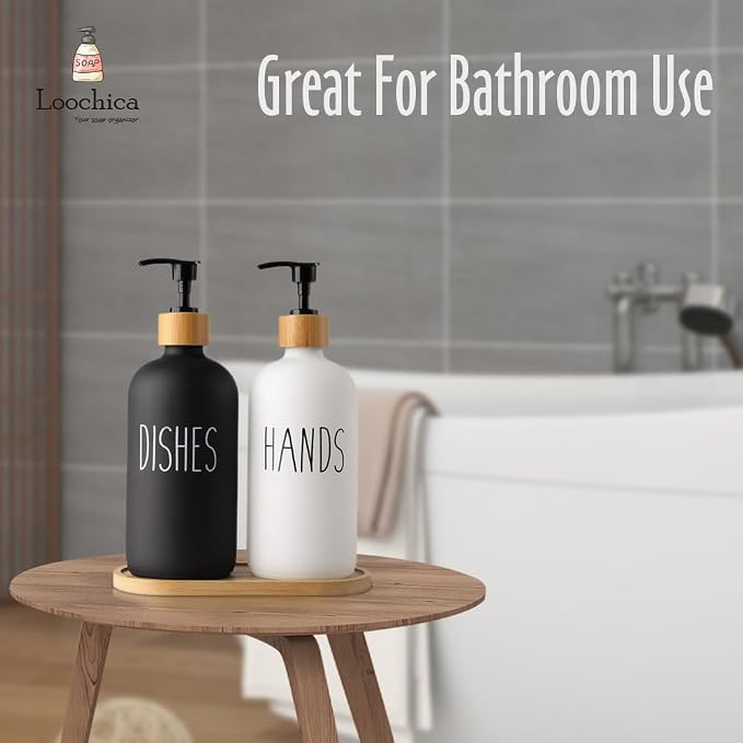 LOOCHICA 2 Pack Glass Soap Dispenser Set - Image 8