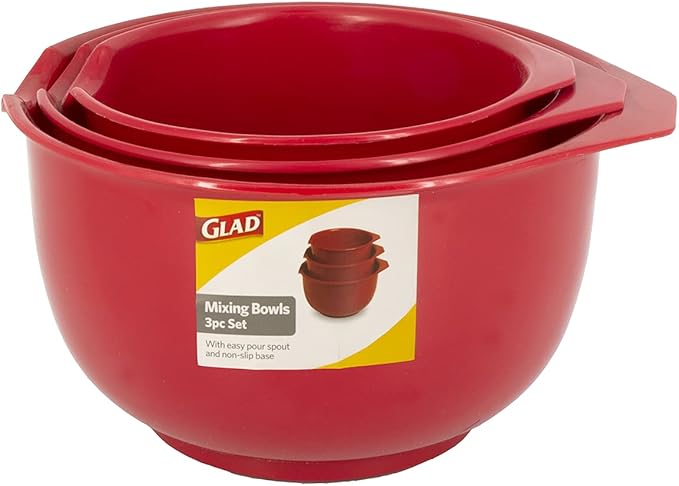 Glad Mixing Bowls with Pour Spout, BPA Free, Dishwasher Safe Plastic | Kitchen - Image 4