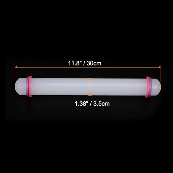 HARFINGTON Fondant Rolling Pin 12 Inch x 1.38 Inch Adjustable Guide Rings - Image 2