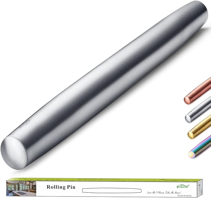 Stainless Steel Rolling Pin, Matte Finish 16.7 Inches, Berglander Rolling Pin by Berglander