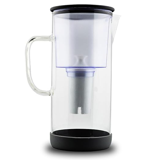 Glass Pitcher with Mineral Rich pH Balancing Filter, Sleek Glass Lid – Brita by Vitev