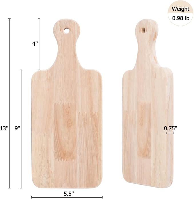 LZMS 4-Pack 13"x 5 1/2" Small Wood Serving Boards Set | Unfinished Wood Crafts - Image 2