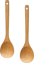 LorisArm Wooden Cooking Spoon 2PC, Large 12" Solid Wood Serving Spoons Set by LorisArm