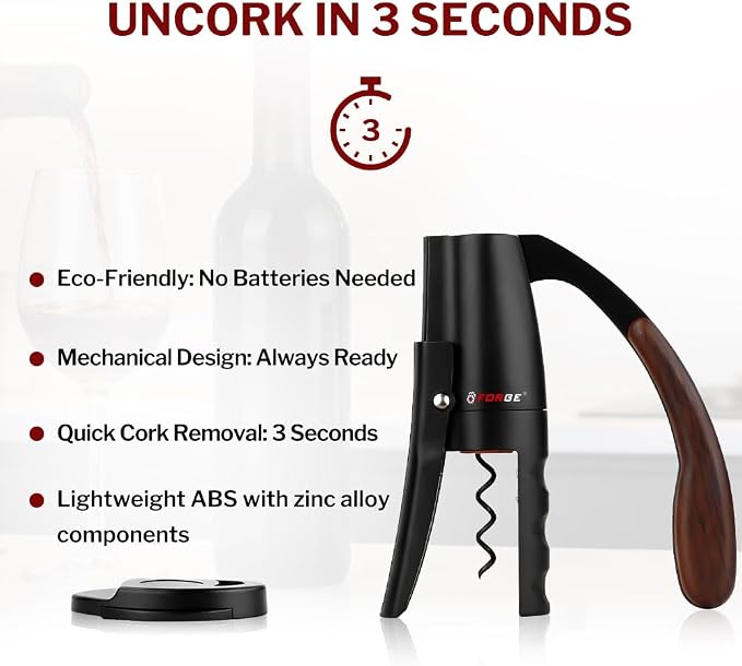 Forge Quality Compact Vertical Lever Corkscrew Wine Opener - Image 2