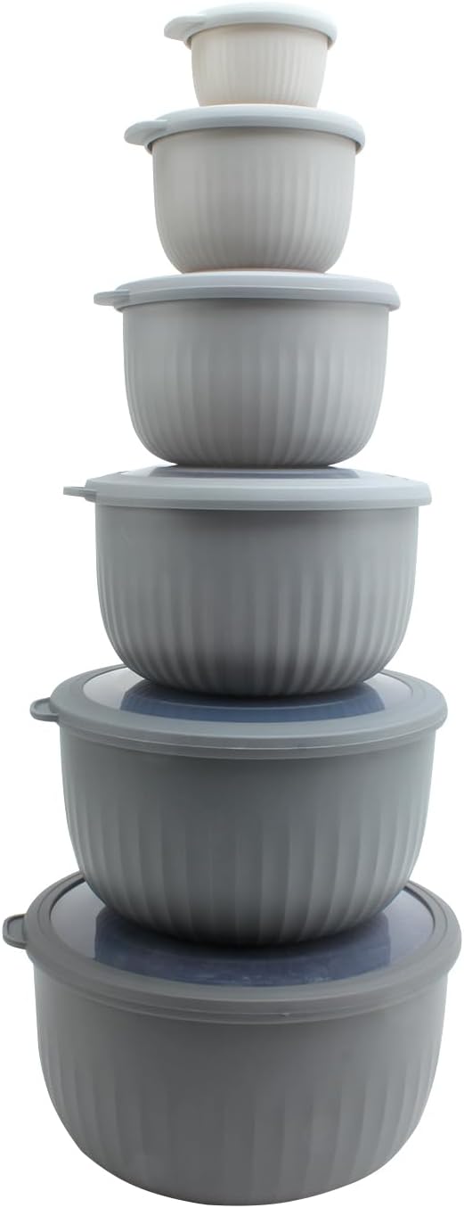 COOK WITH COLOR Prep Bowls with Lids- Wide and Deep Nesting Plastic Small by CookwithColor