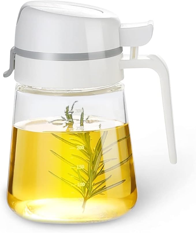 Auto Flip Olive Oil Dispenser Bottle - 12oz Clear Glass - Cruet by Meterga