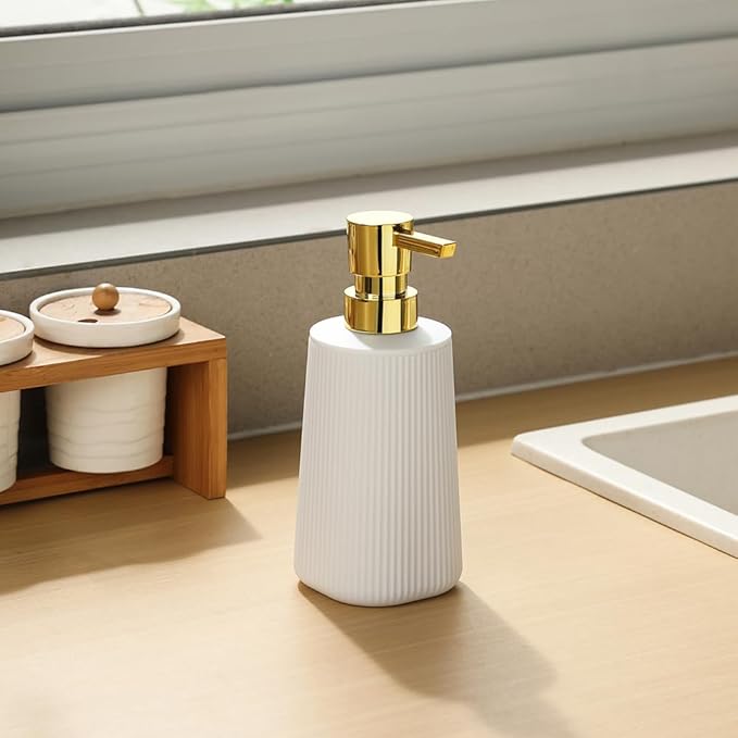 Small Soap Dispenser for Bathroom and Kitchen, Modern Farmhouse Striped Style - Image 5