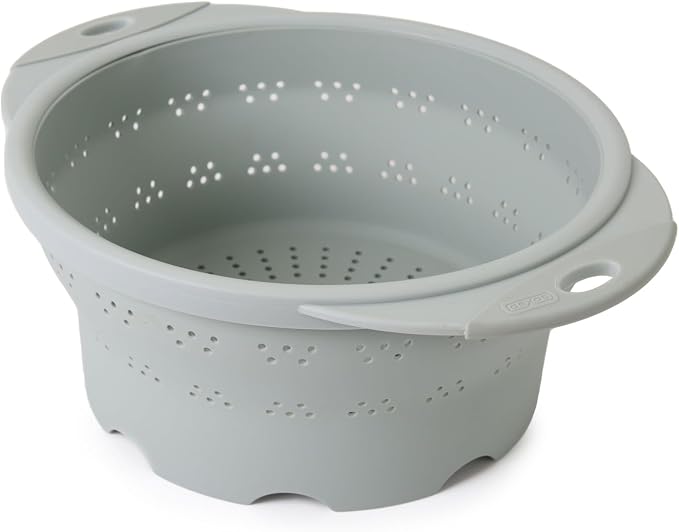 Dexas 10" Collapsible Silicone Colander in Sage, Kitchen Strainer by Dexas
