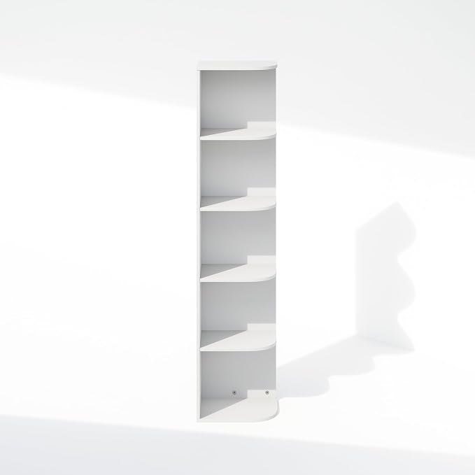 Furinno Reed Corner Shelf, 5-Tier Corner Bookshelf, Book Shelf, Corner Shelves - Image 5