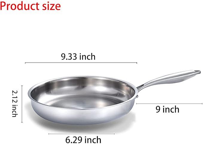 DELARLO Triply Stainless Steel Pan 8 Inch Frying pan, Induction Skillet - Image 6