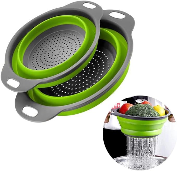 2 Pack Collapsible Colander Set, Emptycolor Foldable Collapsible Strainers by Unknown