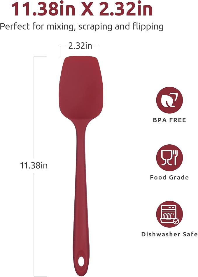 Heat Resistant Silicone Spoon Spatula: U-Taste 600ºF High Heat Flexible 11.38in - Image 2