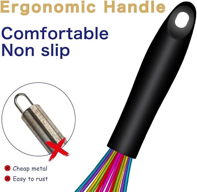 OYV Dishwasher Safe Colorful Silicone Whisk, Sealed Waterproof Design Set of 3 - Image 5